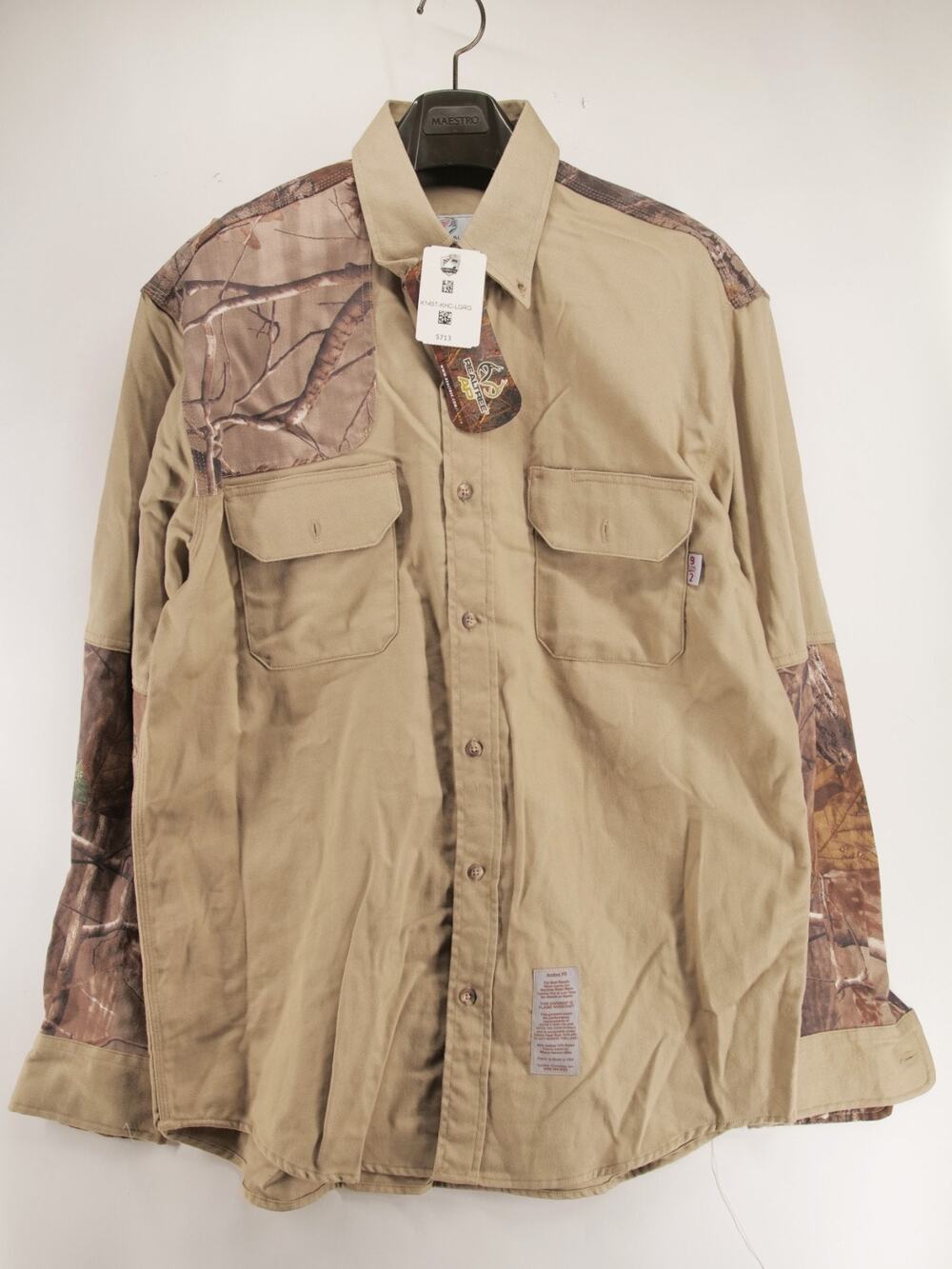 Tyndale NWT FR Flame Resistant Button Up Shirt Men's L Khaki Realtree Camo K145T